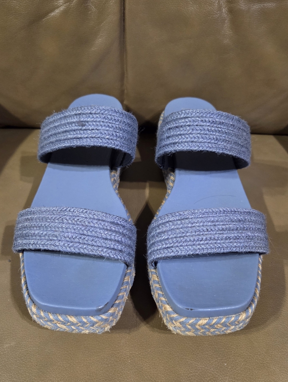 Women's Wonderly Blue Slide Sandals with Braided Straps